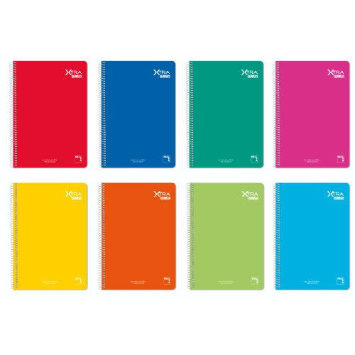 CUADERNO ESPIRAL SERIE XTRA PLUS TAPA DURA 90 GRS. FOLIO (215X310MM.) 80 HOJAS CUADRÍCULA 4X4 CON MARGEN SURTIDO PACSA 16283 - Color no elegible