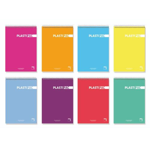 BLOCK SERIE PLASTIPAC BOLSILLO TAPA POLIPROPILENO 90 GRS. A-6 80 HOJAS CUADRÍCULA 5X5 SURTIDO PACSA 16404 - Color no elegible