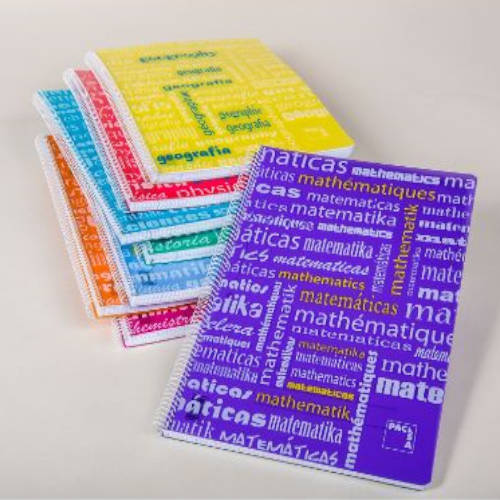 CUADERNO SERIE ASIGNATURAS TAPA POLIPROPILENO 90 GRS. FOLIO (215X310MM.) 80 HOJAS CUADRÍCULA 4X4 CON MARGEN SURTIDO PACSA 16494 - Color no elegible