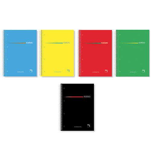 CUADERNO SERIE PREMIUM TAPA EXTRA DURA 70 GRS. A-5 (148X210MM.) MICROPERFORADO 160 HOJAS CUADRÍCULA 5X5 + GRECA SURTIDO PACSA 16292 - Color no elegible