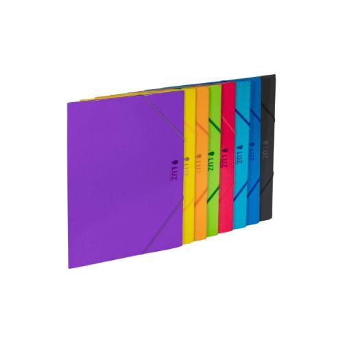 Carpeta Cartón con Goma - 3 Solapas - Tamaño Folio - Brillo Luz - Color Azul Marino