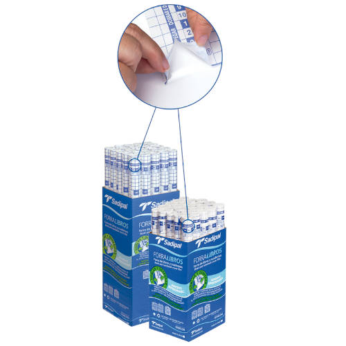 FORRO DE LIBROS 80 MICRAS ADHESIVO REPOSICIONABLE 0,45 X 2M - Pack de 35 unidades SADIPAL 12876