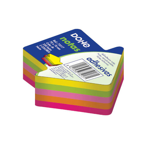 CUBO FLECHA 250 NOTAS 5 COLORES SURTIDOS NEÓN 70X70 DOHE 75017 - Color no elegible