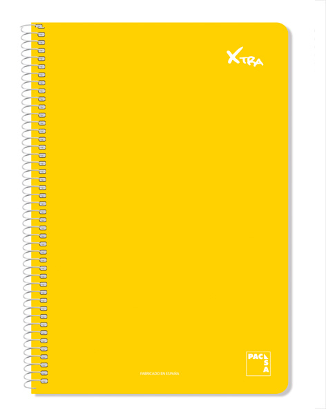 CUADERNO SERIE XTRA 60GR.TAPA CONTRACOLADA FOLIO (215X310MM.) 80 HOJAS CUADRÍCULA 4X4 COLOR AMARILLO PACSA 16050