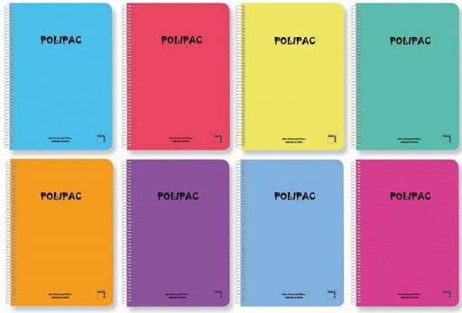 CUADERNO SERIE POLIPAC TAPA POLIPROPILENO FOLIO (215X310MM.) 80 HOJAS CUADRÍCULA 4X4 8 COLORES SURTIDOS PACSA 16952 - Color no elegible