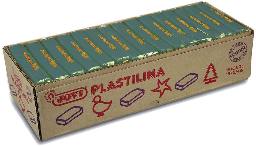 CAJA 15 PASTILLAS PLASTILINA 350 G - VERDE OSCURO JOVI 7211