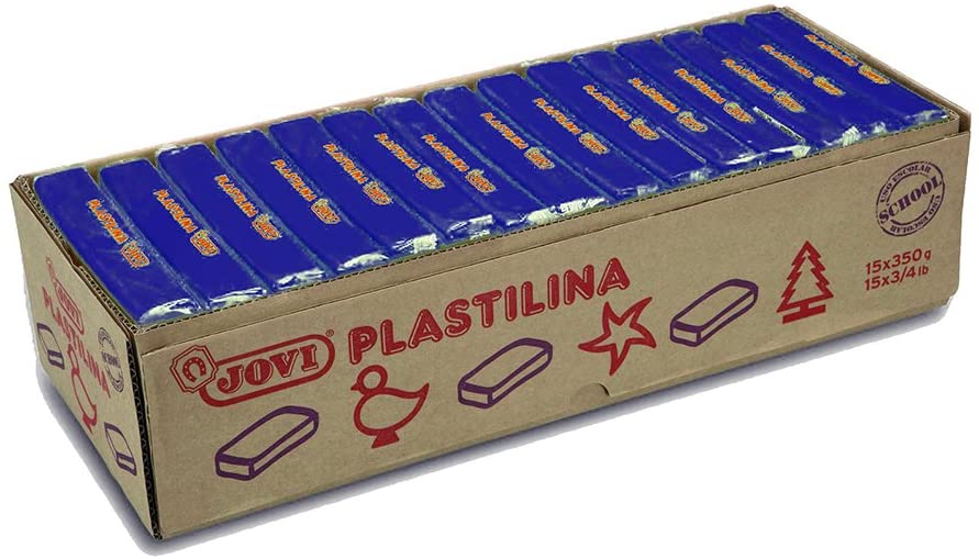 CAJA 15 PASTILLAS PLASTILINA 350 G - AZUL OSCURO JOVI 7213