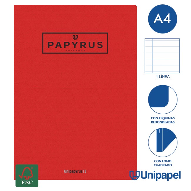 LIBRETA GRAPADA GOFRADA A4 48 HOJAS 90GR. 1 LINEA COLORES SURTIDOS PAPYRUS 88420699 - Color no elegible