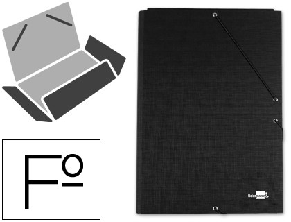 CARPETA CARTON SIMIL PRESPAN 500 GR./M2. FOLIO GOMA SOLAPA NEGRO MARIOLA 1525NE
