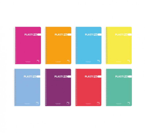 CUADERNO PLASTIPAC 90 GRS. TAPA POLIPROPILENO 4º 80 HOJAS 5X5 CON MARGEN SURTIDO PACSA 15564 - Color no elegible