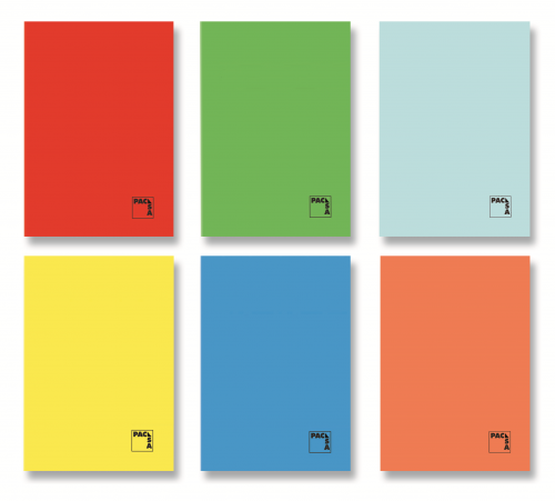 LIBRETA GOFRADA TAPA CARTULINA 70 GRS. A-4 48 HOJAS 5X5 CON MARGEN SURTIDO PACSA - Pack de 10 Unidades - 20068. - Color no elegible
