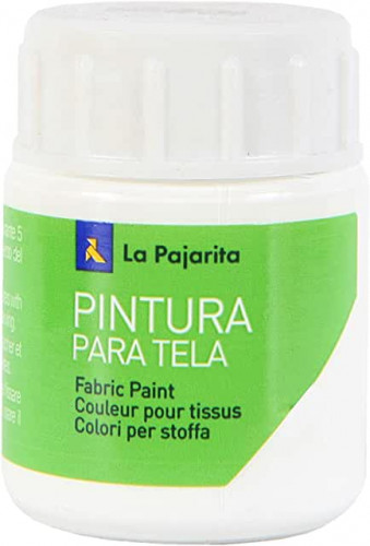 PINTURA PARA TELA TRANSPARENTE T-01 BLANCO. 25ML LA PAJARITA - Pack de 6 unidades - 114371
