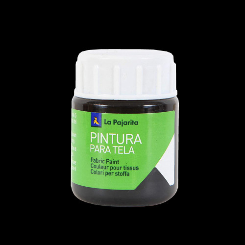 PINTURA PARA TELA TRANSPARENTE T-02 NEGRO. 25ML LA PAJARITA - Pack de 6 unidades - 114171