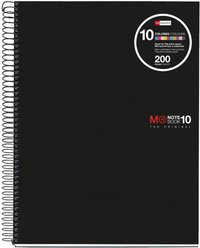 CUADERNO ESPIRAL NB-10 A4 200 HOJAS 5X5MM POLIPROPILENO NEGRO MIQUELRIUS 47009 Pack 5 Unid