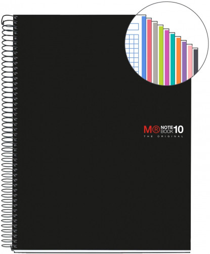 CUADERNO ESPIRAL NB-18 A5 200 HOJAS 5X5MM POLIPROPILENO NEGRO MIQUELRIUS 47044