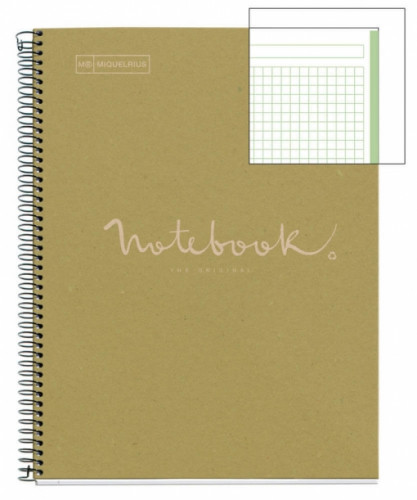 CUADERNO 100% RECICLADO NB-1 A4 80HOJAS ECOVERDE EMOTIONS MR MIQUELRIUS 6091 Pack 5 Unid