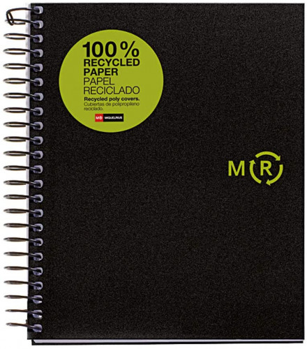 CUADERNO 100% RECICLADO NB-4 A5 120HOJAS TAPAS POLIPROPILENO MIQUELRIUS 6039