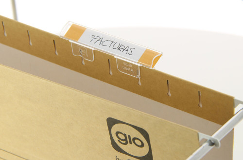PACK 25 VISORES POLIESTIRENO CRISTAL RIGIDO PARA CARPETAS COLGANTES 85X15MM GIO 400108844