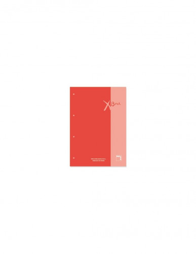 RECAMBIO XBLOCK DIN A4 TAPA CARTÓN 4 TALADROS 80 HOJAS PAPEL 90GRS. CUADRICULA 5X5 + GRECA COLOR ROJO PACSA - Pack de 5 Unidades - 21157