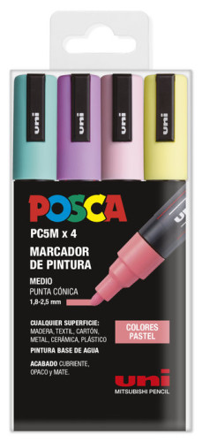ESTUCHE 4 UDS. PC-5M PASTEL POSCA 182634811