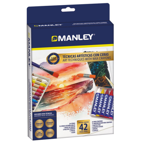 MANLEY SET DE TÉCNICAS ARTÍSTICAS CON CERAS CAJA 42 PIEZAS C/SURTIDOS - Color no elegible
