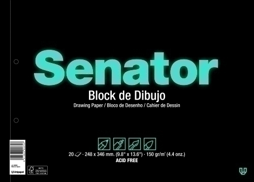 Bloc de Dibujo con Espiral Liso Recuadro 2 Taladros Fº Prolongado 150g 20h