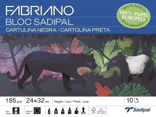 BLOC 10 HOJAS MANUALIDADES CARTULINA NEGRA FABRIANO S0400004