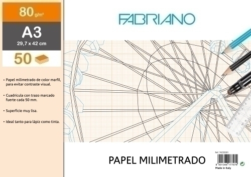 BLOC DIBUJO MILIMETRAD.FABRIANO A3 50h