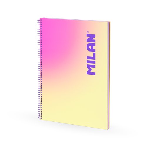 MILAN CUADERNO ESPIRAL A4 90H 95GR CUADRÍCULA 5X5 TAPA DURA COLECCIÓN SUNSET AMARILLO