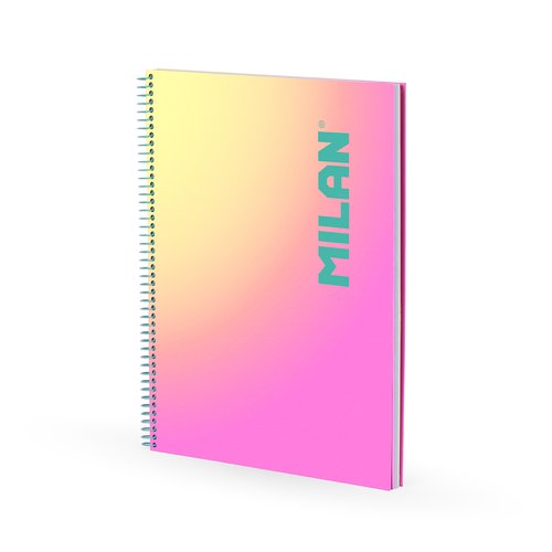 MILAN CUADERNO ESPIRAL A4 90H 95GR CUADRÍCULA 5X5 TAPA DURA COLECCIÓN SUNSET ROSA