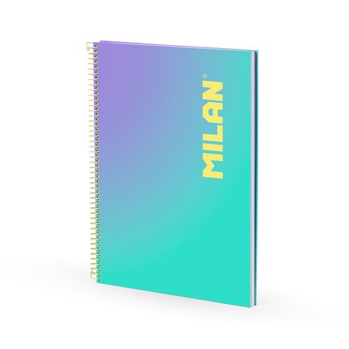 MILAN CUADERNO ESPIRAL A4 90H 95GR CUADRÍCULA 5X5 TAPA DURA COLECCIÓN SUNSET TURQUESA
