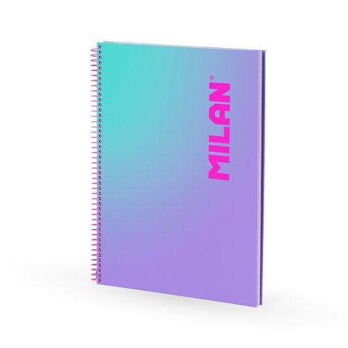 MILAN CUADERNO ESPIRAL A4 90H 95GR CUADRÍCULA 5X5 TAPA DURA COLECCIÓN SUNSET LILA
