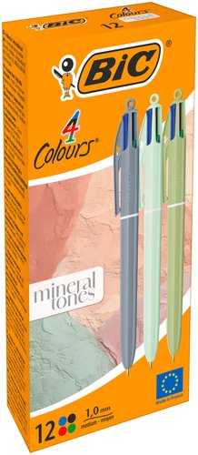 BOLIGRAFO BIC 4 COL. TONOS MINERAL - Pack de 12 unidades