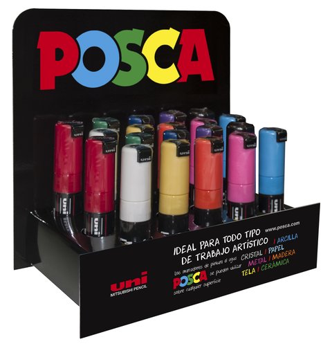 Posca PC-8K No Permanente Punta Biselada 8.0 mm Colores Surtidos - Expositor de 20 unidades - Color no elegible