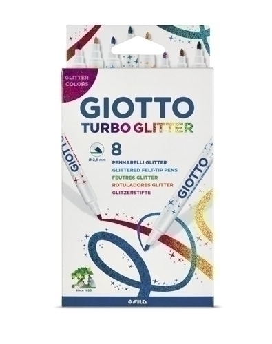 ROTULADOR GIOTTO TURBO GLITTER PURPURINA CAJA DE 8 UNIDADES
