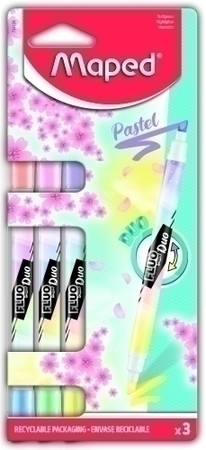 ROTUL. FLUOR MAPED DUO PASTEL B/3 - Pack de 12 unidades