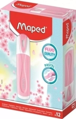 ROTUL. FLUOR MAPED PEPS PASTEL ROSA - Pack de 12 unidades