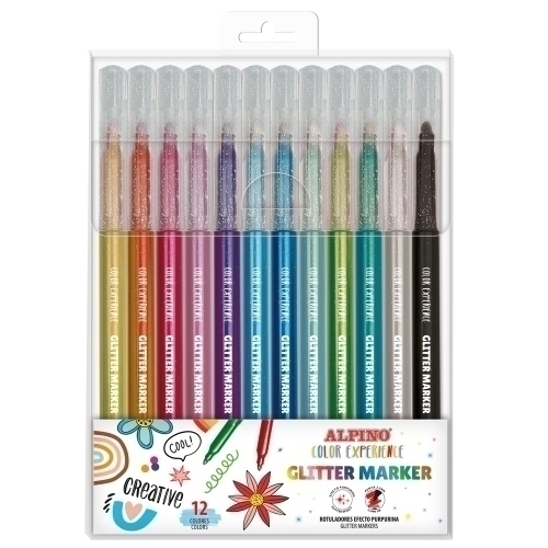 ALPINO ROTULADORES GLITTER COLOR EXPERIENCE EFECTO PURPURINA ESTUCHE 12 C/SURTIDOS - Color no elegible