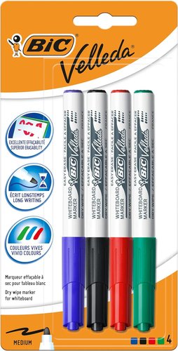 Rolulador Pizarra Bic Velleda 1741 Medium Cónico Bolsa de 4