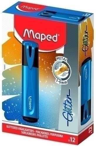 ROTUL. FLUOR MAPED GLITTER AZUL MET.