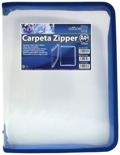 CARP.PORTADOC.OFF.BOX ZIPPER AZUL - Pack de 10 unidades