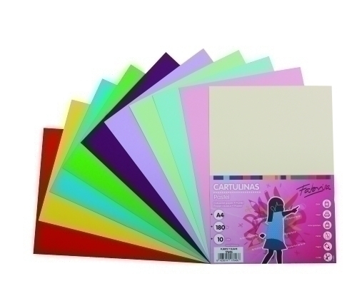 CARTULINA A4 FABRISA 180g SURTIDO P/10 - Color no elegible