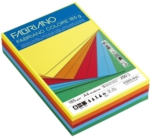 CARTULINA A4 FABR. 185g P/250 COL.INTEN.