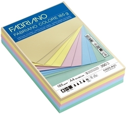 CARTULINA A4 FABR. 185g P/250 COL.PASTEL
