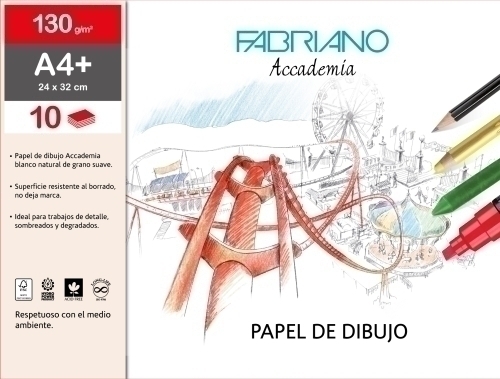 LAMINAS DIBUJO FABRIANO 24X32 LISA B/10 - Pack de 10 unidades