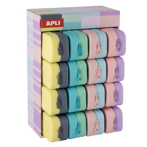 APLI ESTUCHE DE SILICONA BICOLOR NORDIK PASTEL 185X55X75MM EXPOSITOR DE 16 C/SURTIDOS