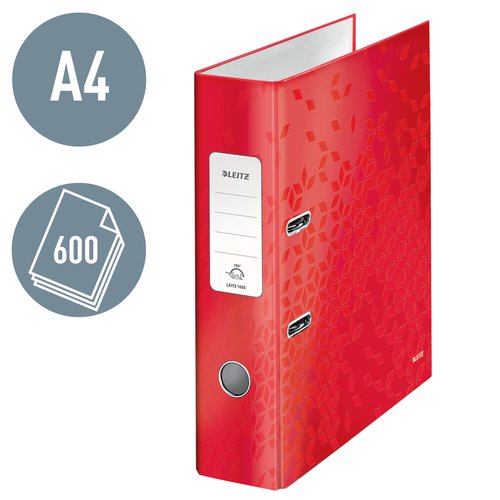 ARCHIVADOR LEITZ WOW A4 180º 80mm ROJO - Pack de 10 unidades