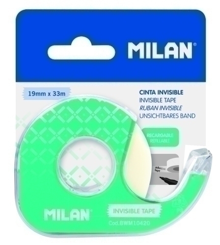 CINTA ADHESIVA MILAN 33x19 c/DISPE.INVIS - Pack de 12 unidades