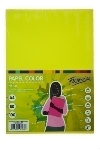PAPEL COLOR FABRISA A4 80g 100h SURT.FLU