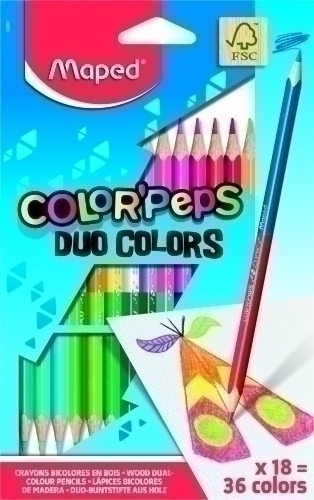 MAPED LÁPICES DE COLORES DUO COLOR´PEPS BICOLOR SURTIDOS EN ESTUCHE DE 18 - Color no elegible